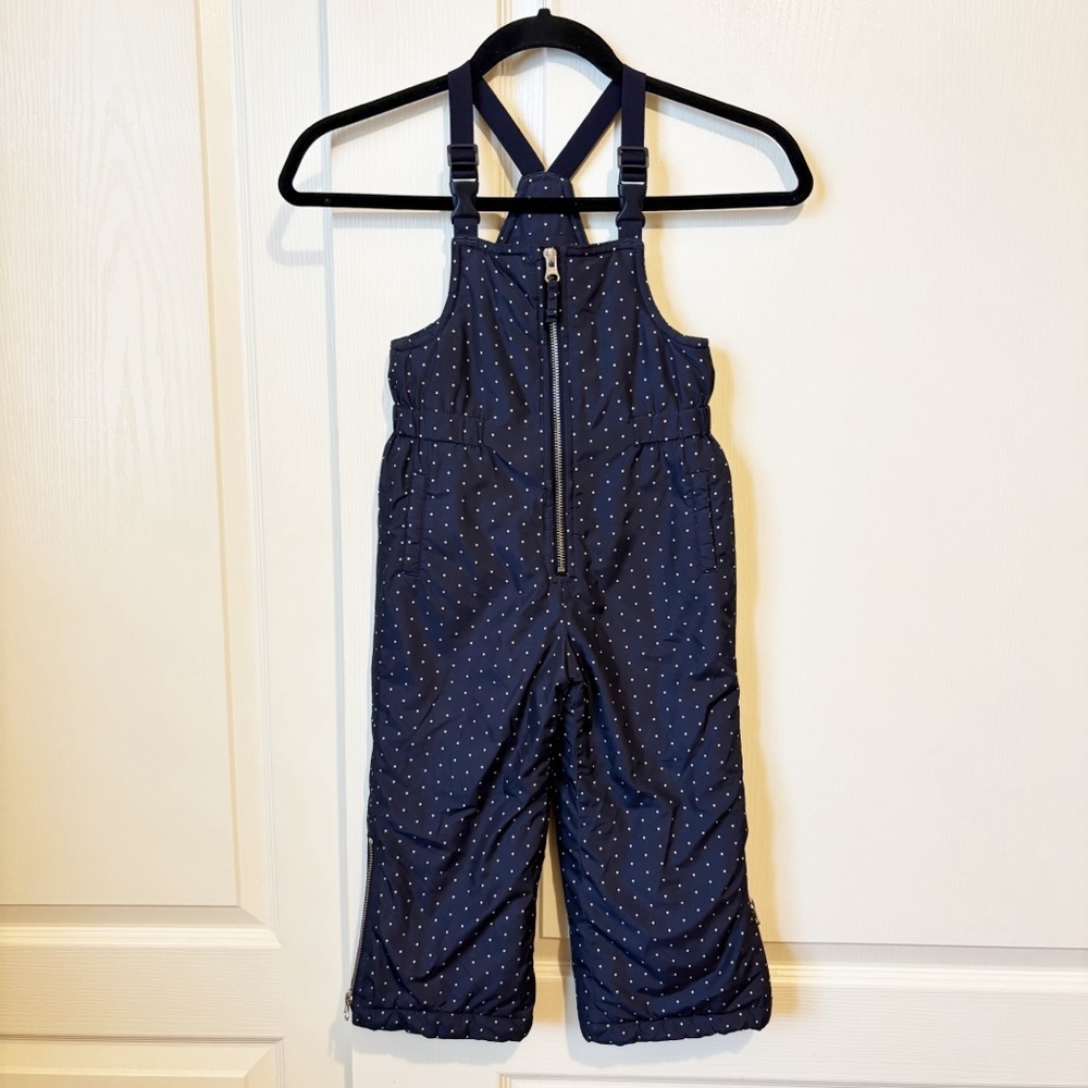 Gap Girl's Snow Bib Overalls Navy with Polka Dots Size 3 Years Toddler